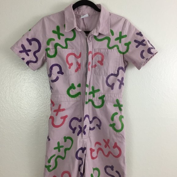 BDG Urban Outfitters Lavender/Purple MultiColor Print Zip Front Jumpsuit - Picture 7 of 15